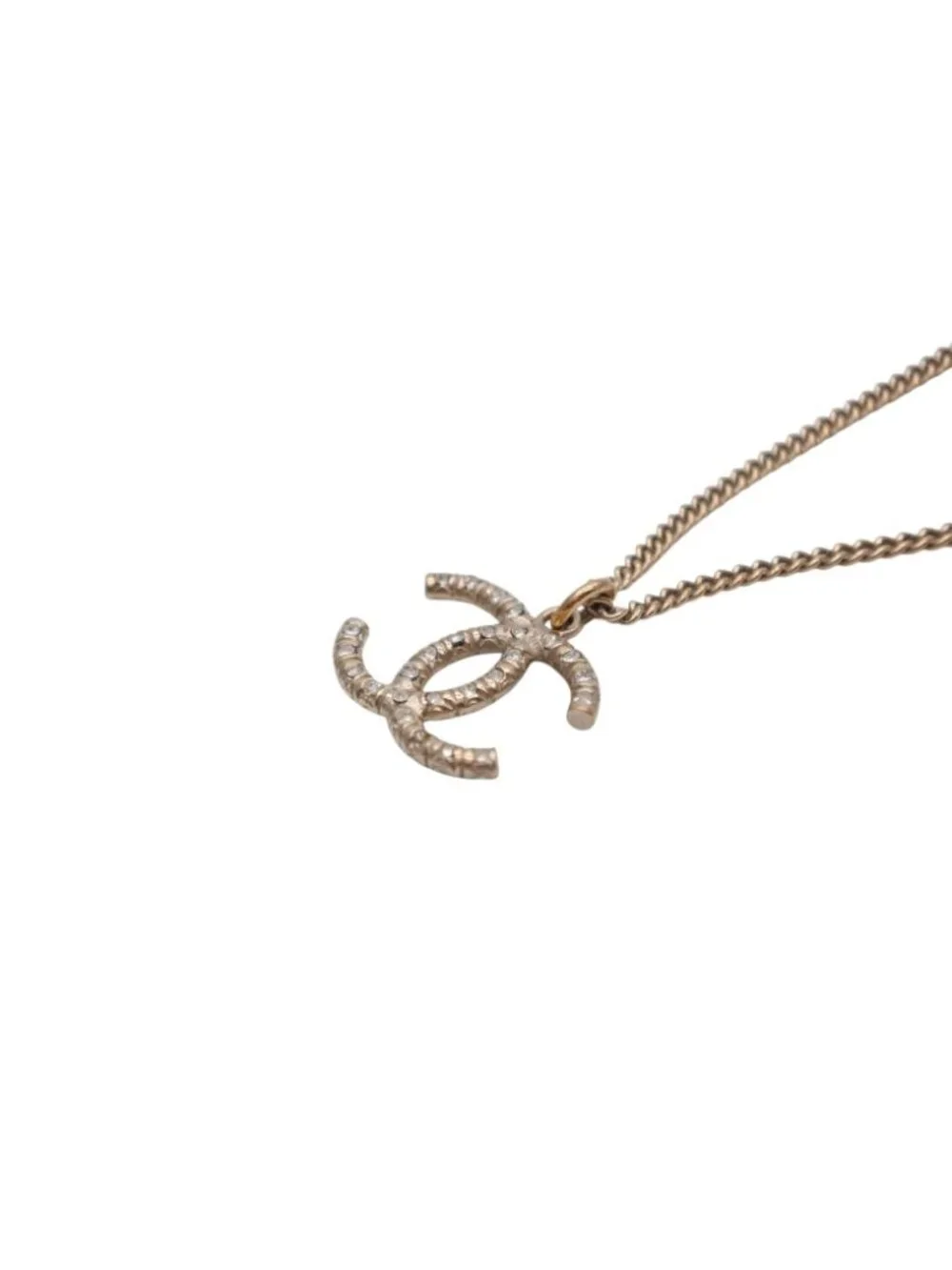 Chanel CC Logo Necklace Rhinestone Gold 08c